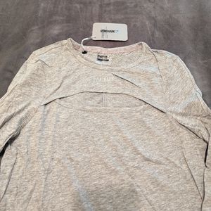 Gymshark Cut Out Long Sleeve Light Grey, Size Medium